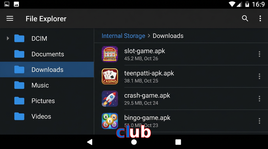 Main screen of Club gameapk page for PK players